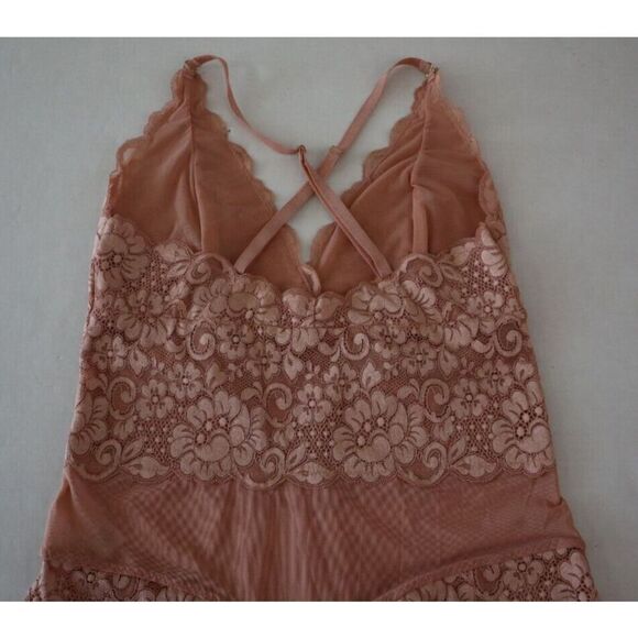 HAH - Hot as Hell Women's Sz Large Copper Rose Lace Smarty Pants Thong Bodysuit - Picture 5 of 6